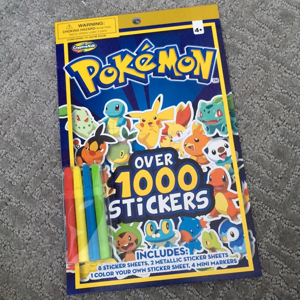 Pokémon stickers + mini coloring markers NEW